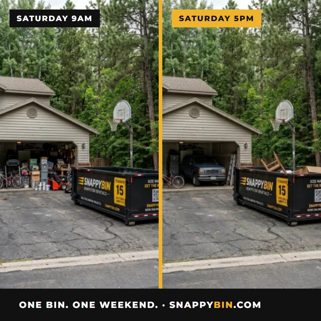 Before and after: Park City garage cleared in one Saturday with a SnappyBin dumpster rental